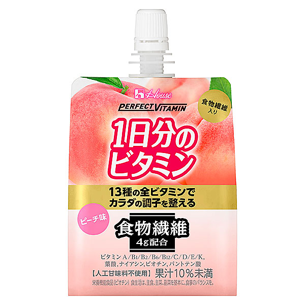 ハウス PERFECTVITAMIN 1日分のビタミンゼリー食物繊維 180g×6個: 健康