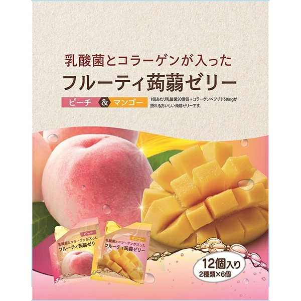 フルーティ蒟蒻ゼリー ピーチ&マンゴー 216g×12袋入り (1ケース): 食品