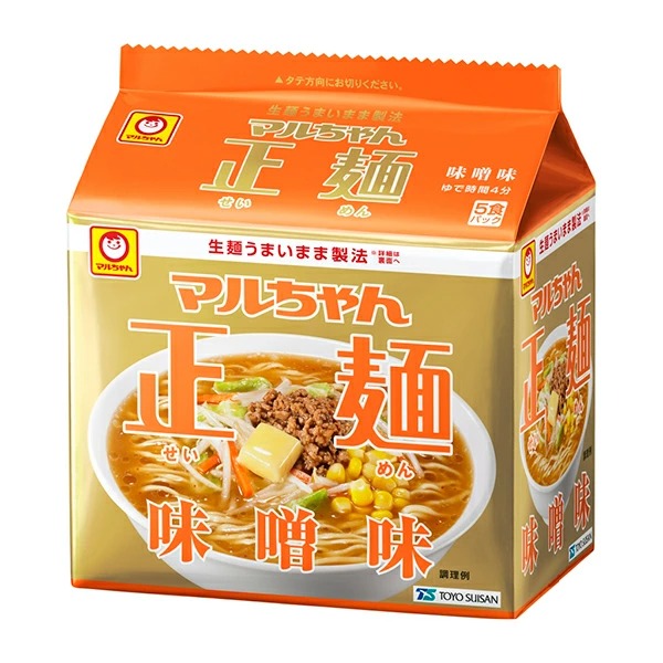マルちゃん 正麺 味噌味 5食×6パック×3ケース（計90食）: 食品・飲料