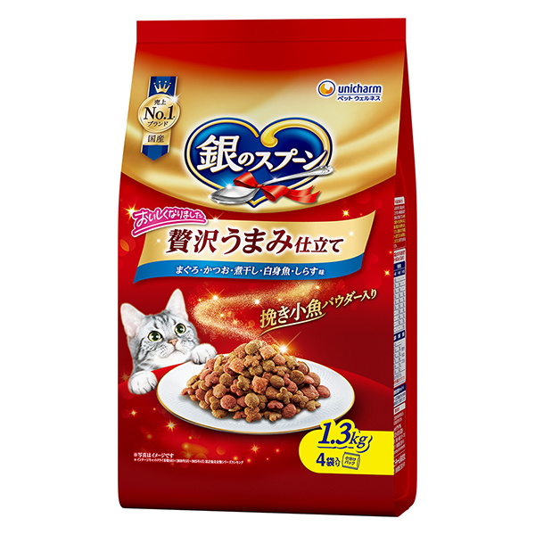 銀のスプーン贅沢うまみ仕立てまぐろ・かつお・煮干し・白身魚・しらす味 1.3kg×6個 (1ケース)