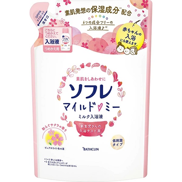 ソフレ マイルド・ミー ミルク入浴液 和らぐサクラの香り つめかえ用 600ml (医薬部外品)