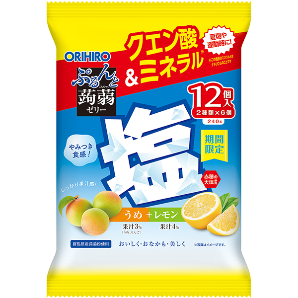 ぷるんと蒟蒻ゼリーパウチ 塩うめ＋塩レモン 240g×12個 (1ケース)
