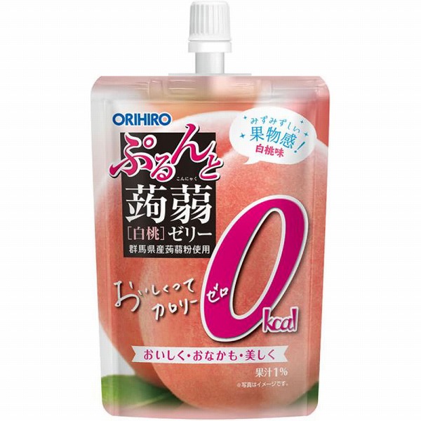 オリヒロ ぷるんと蒟蒻ゼリースタンディング カロリーゼロ 白桃 130g×8個(1ケース)