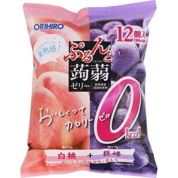 ぷるんと蒟蒻ゼリーパウチ カロリーゼロ 白桃＋巨峰(216g（18g×12個）)　×6個