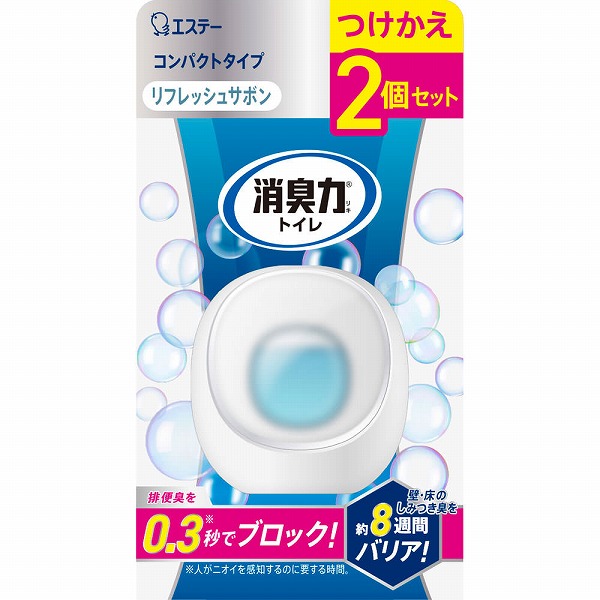 エステー 消臭力 コンパクト トイレ用 つけかえ リフレッシュサボン 6ｍL×2個