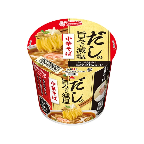 エースコック だしの旨みで減塩 中華そば 43g×12個 (1ケース)