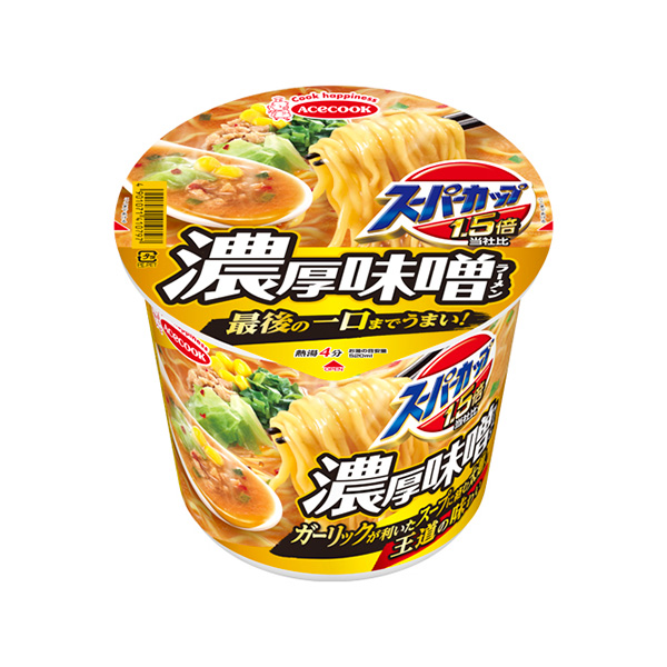 エースコック スーパーカップ1.5倍 みそラーメン 126g×12個 (1ケース)
