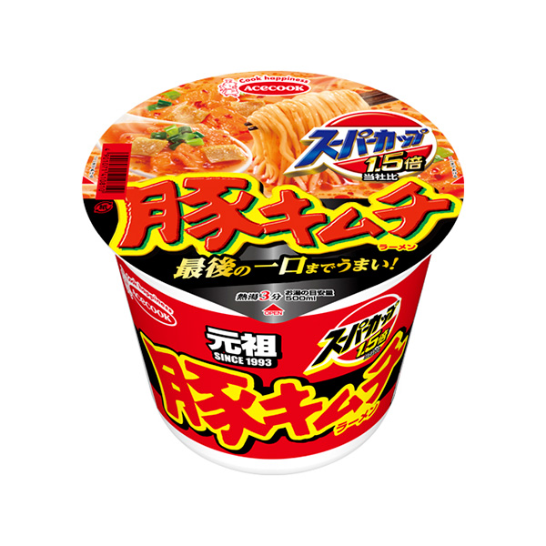 エースコック スーパーカップ1.5倍 豚キムチラーメン 106g×12個 (1ケース)