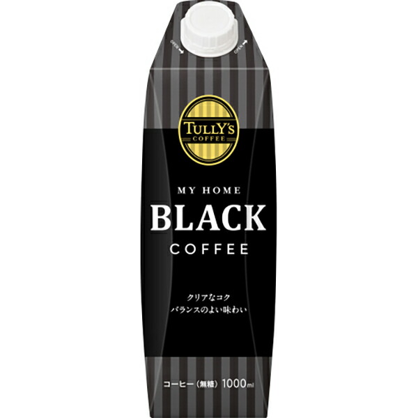 伊藤園 TULLY'S COFFEE MY HOME BLACK 紙キャップ付 1000ｍｌ×6本入り (1ケース)
