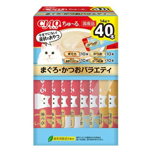 CIAOちゅーる まぐろ・かつおバラエティ 14g×40本×8箱入り (1ケース)