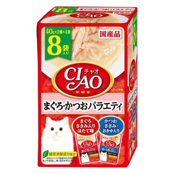 CIAOパウチ まぐろ かつおバラエティ 40g×8袋×12箱入り (1ケース)