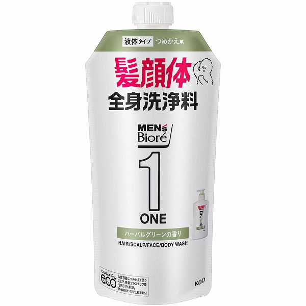 メンズビオレONE オールインワン全身洗浄料 爽やかなハーブルグリーンの香り 詰替 340ml 花王