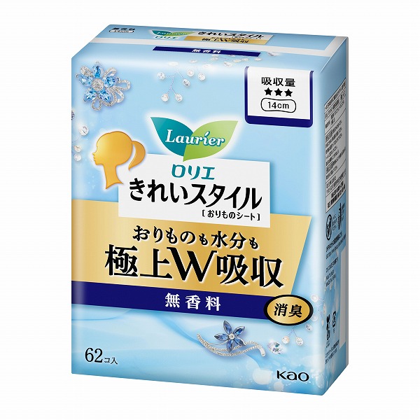 ロリエ　きれいスタイル　極上Ｗ吸収　無香料　62個入×3個セット　　花王