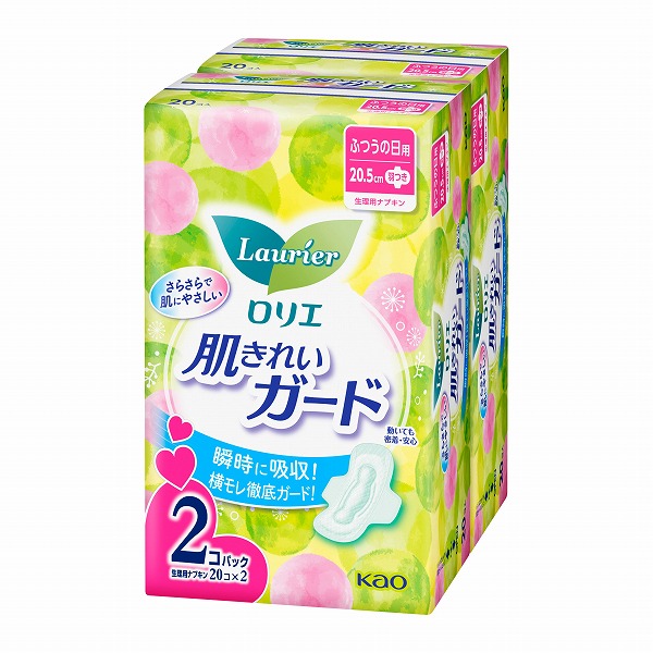 【医薬部外品】ロリエ　肌きれいガード昼用　羽つき　２０コ入×２　３個セット　　花王