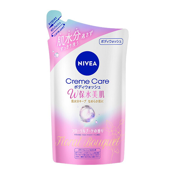 ニベア　クリームケア　ボディウォッシュ　Ｗ保水美肌　フローラルブーケの香り　詰替 ３５０ｍｌ　　花王