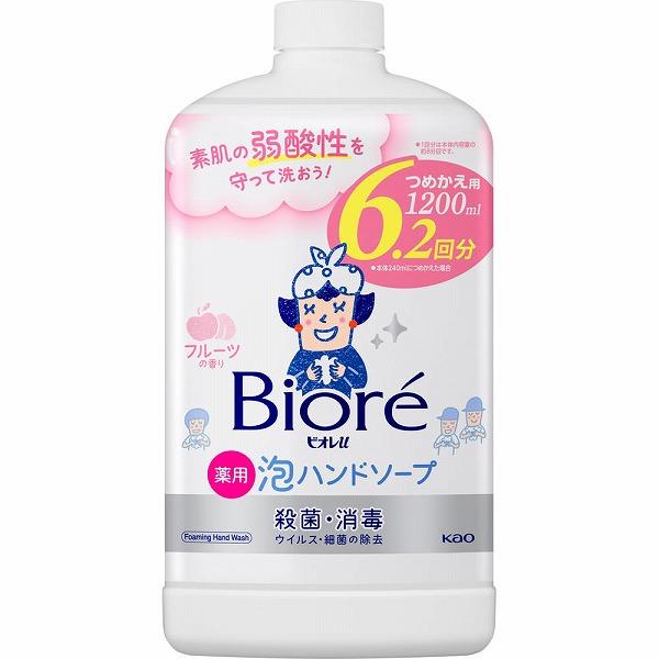 ビオレu 泡ハンドソープ フルーツの香り つめかえ用 1200mL【医薬部外品】 花王