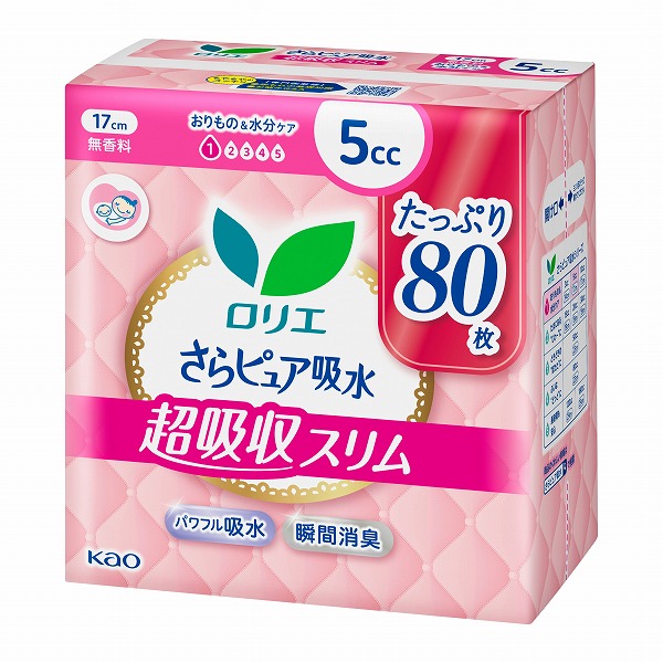 ロリエ　さらピュア吸水　超吸収スリム　5　スーパージャンボ 80枚×3個入り　花王