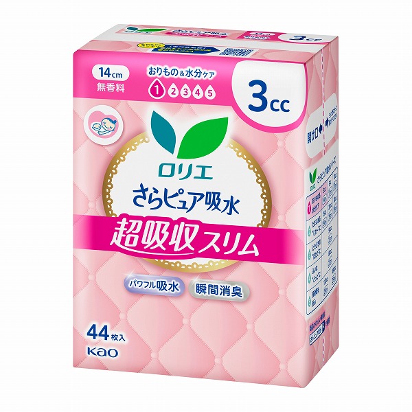 ロリエさらピュア吸水 超吸収スリム 3cc 無香料 44枚　花王