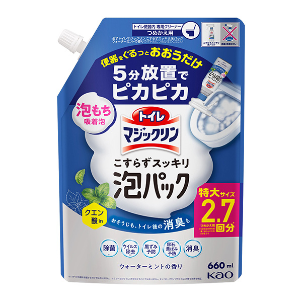 トイレマジックリン こすらずスッキリ泡パック ウォーターミントの香り つめかえ用  660ml　花王