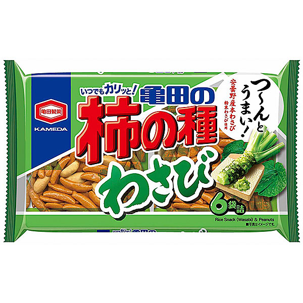 亀田　亀田の柿の種わさび6袋詰 164g×12個入り(1ケース)