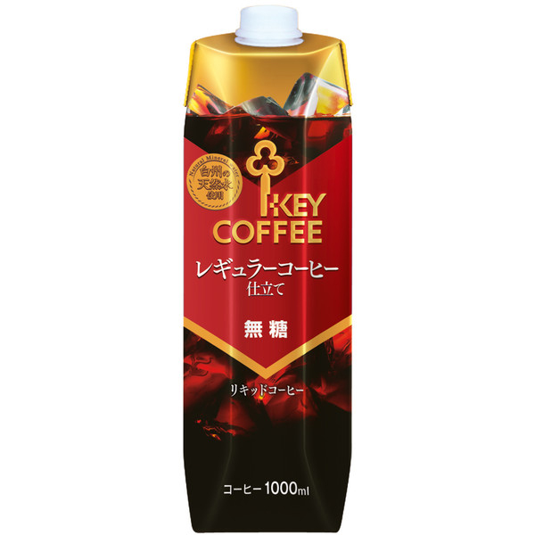 キーコーヒー リキッドコーヒー天然水 無糖 1000ml (1ケース6本)