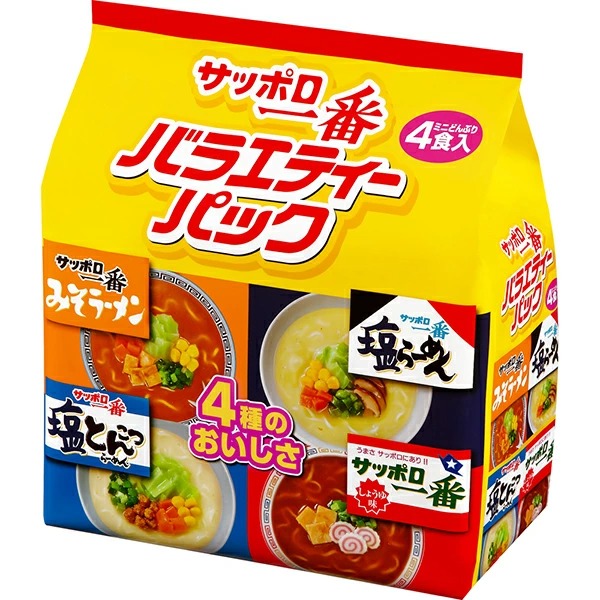 サッポロ一番 ミニどんぶり バラエティーパック 4食入×6セット入り (1ケース)