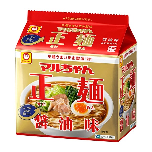 マルちゃん 正麺 醤油味 5食×6パック×3ケース（計90食）