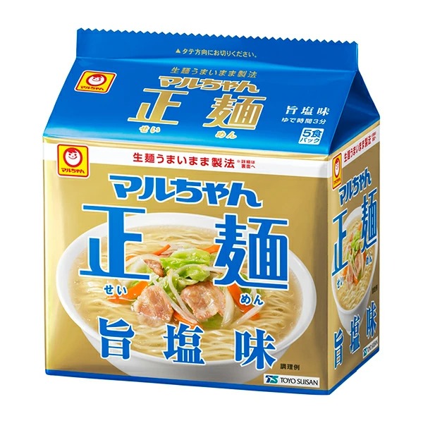 マルちゃん 正麺 旨塩味 5食×6パック×3ケース（計90食）