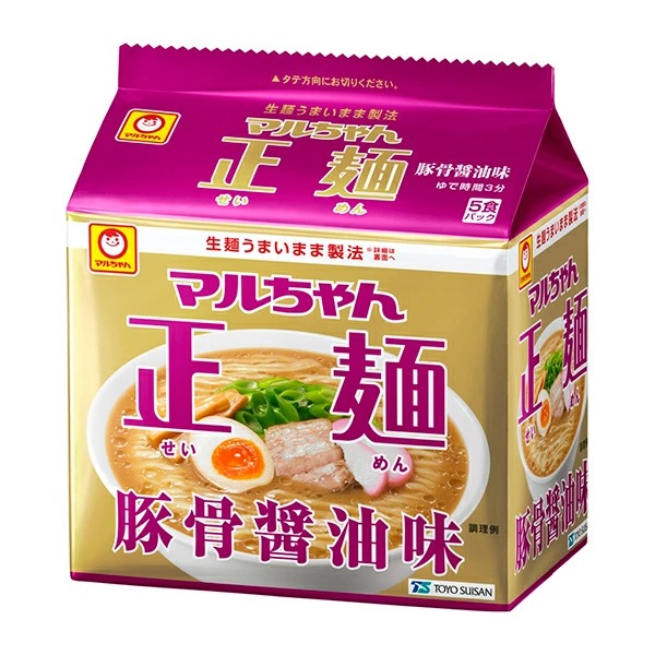 マルちゃん 正麺 豚骨醤油味 5食×6パック×3ケース（計90食）