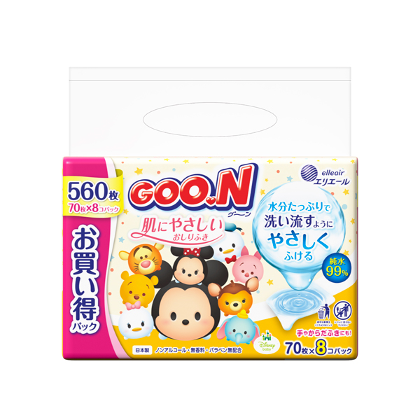 グ～ン肌にやさしいおしりふきつめかえ用70枚×8パック×4セット(SH)