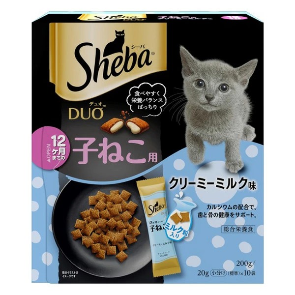 シーバ デュオ 12ヶ月までの子ねこ用 クリーミーミルク味 200g×12箱入り (1ケース)
