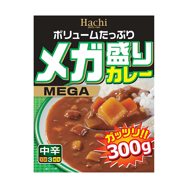 ハチ食品 メガ盛りカレー 中辛 300g 22個入り (1ケース)