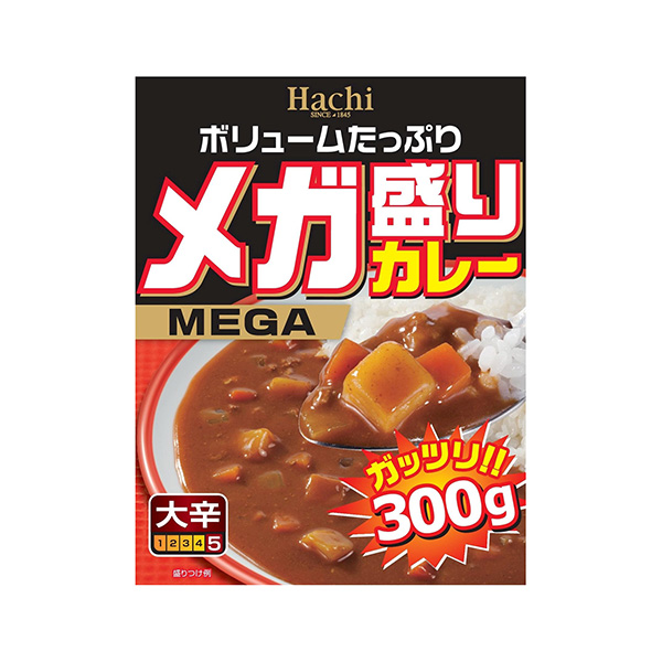 ハチ食品 メガ盛りカレー 大辛 300g 22個入り (1ケース)