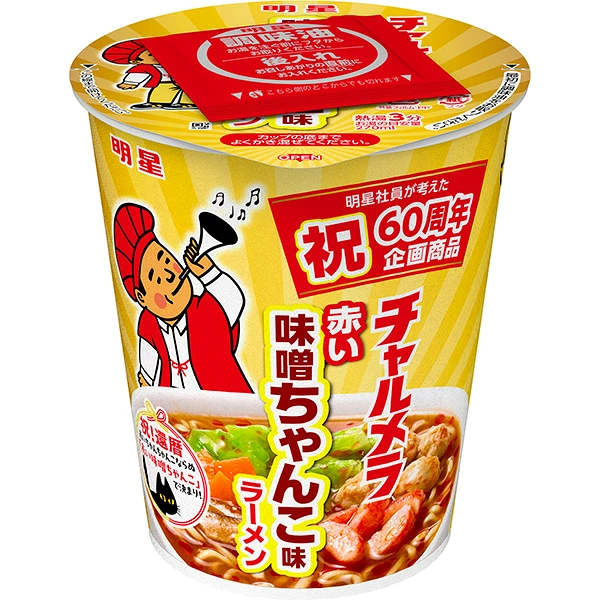 明星 チャルメラカップ 赤い味噌ちゃんこ味ラーメン 72g×12個 (1ケース)