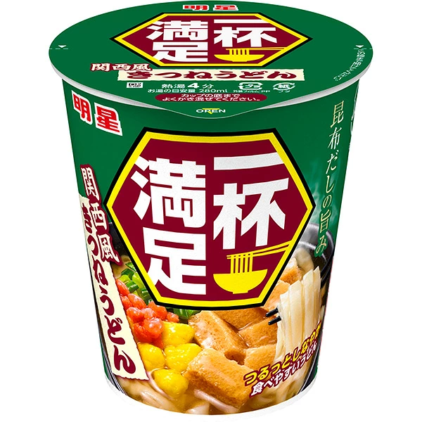 明星 一杯満足 きつねうどん 65g×12個 (1ケース)