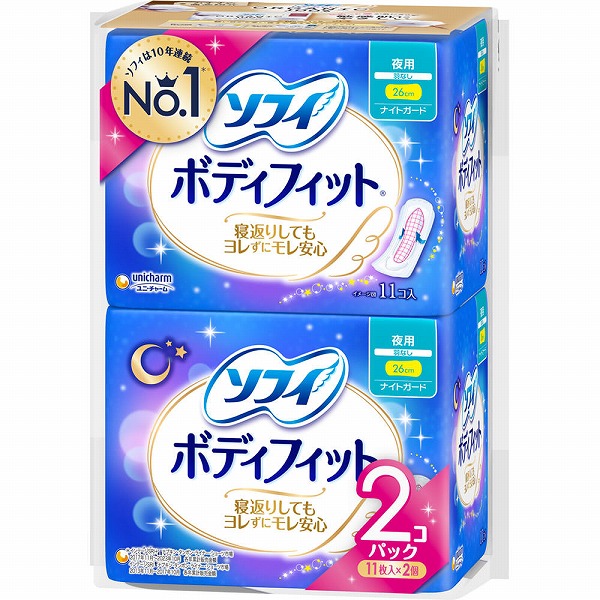 ソフィ ボディフィット ナイトガード 羽なし (11枚×2個)×3セット 【医薬部外品】