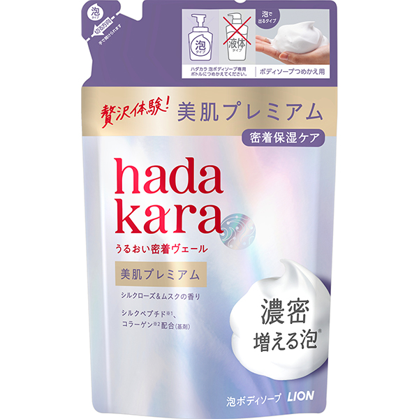 hadakara美肌プレミアムモイストボディケアシルクローズ＆ムスクの香り 泡タイプ 詰め替え 360ml