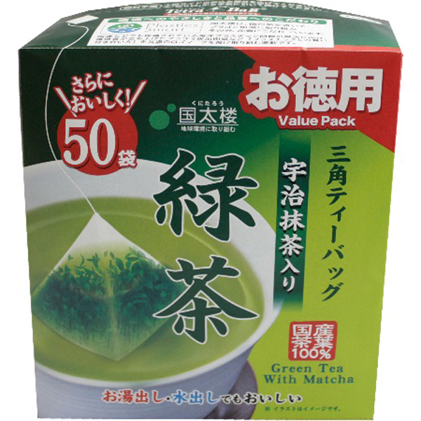 国太楼 50Pお徳用宇治抹茶入り緑茶三角ティーバッグ 2ｇ×50ｐ×6個入り (1ケース)