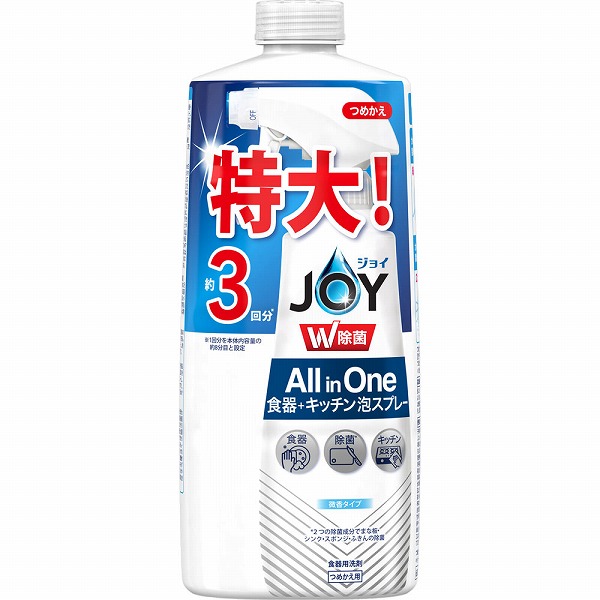 除菌ジョイミラクル泡スプレー 微香 詰替3回分 630mL