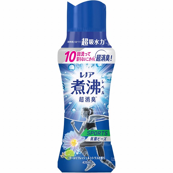 レノア煮沸レベル消臭抗菌ビーズ スポーツ クールリフレッシュ&シトラスの香り 本体 420mL×6個入り (1ケース)