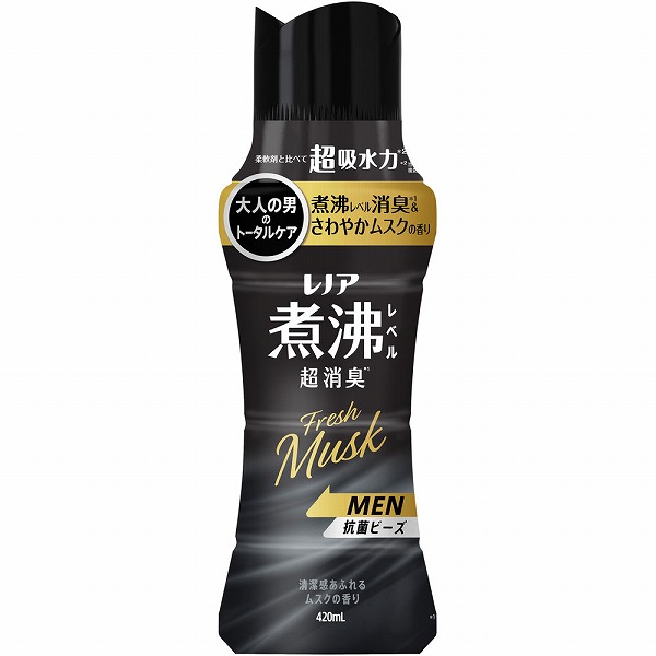レノア煮沸レベル消臭抗菌ビーズ MEN 清潔感あふれるムスクの香り 本体 420mL×6個入り (1ケース)