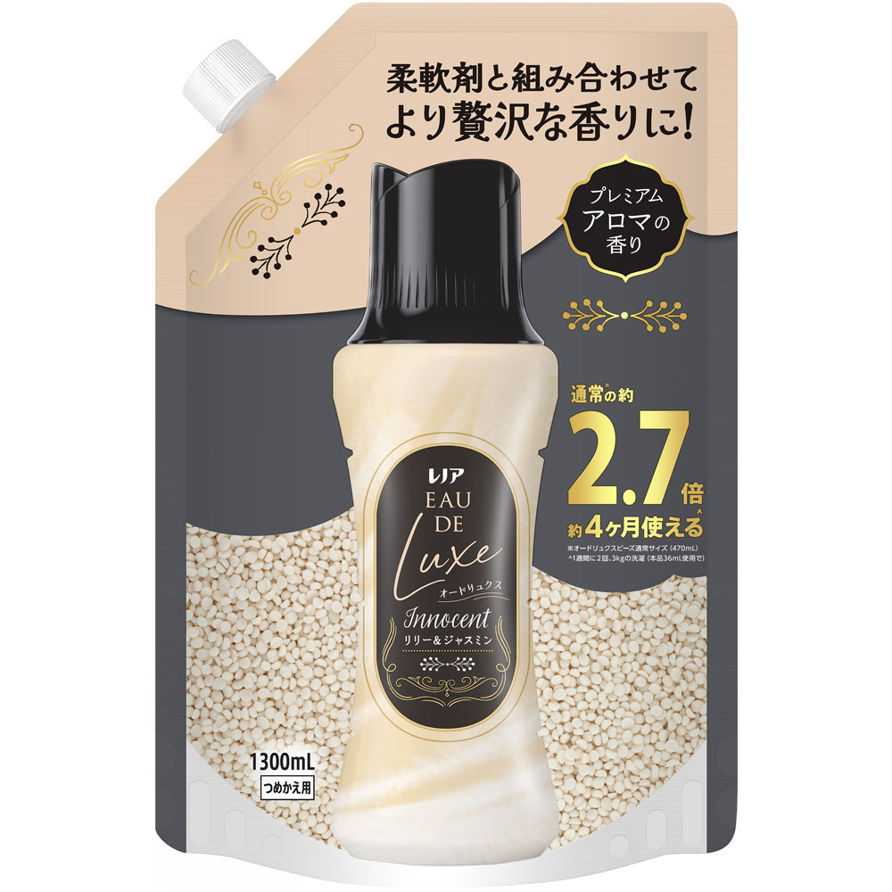 レノアオードリュクスアロマジュエル イノセントリリー＆ジャスミンの香りつめかえ用超特大サイズ 1300mL×6個 (1ケース)