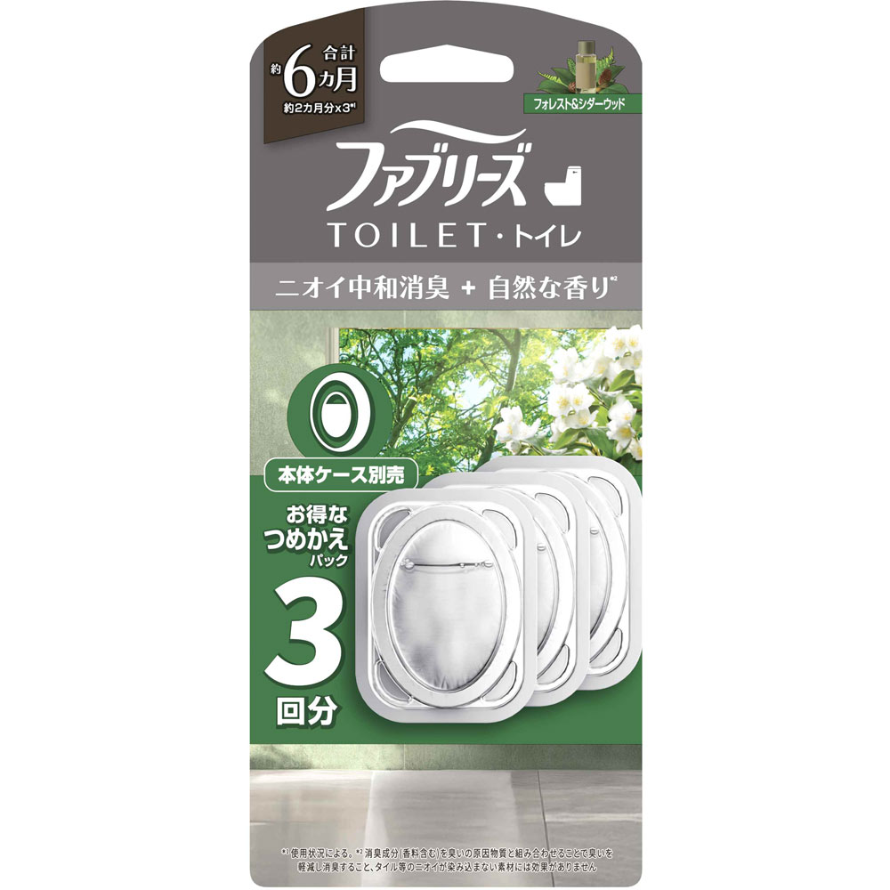 ファブリーズトイレ用消臭剤 プレミアムシリーズ消臭＋自然な香り フォレスト＆シダーウッドつめかえパック 6.3mL×3個