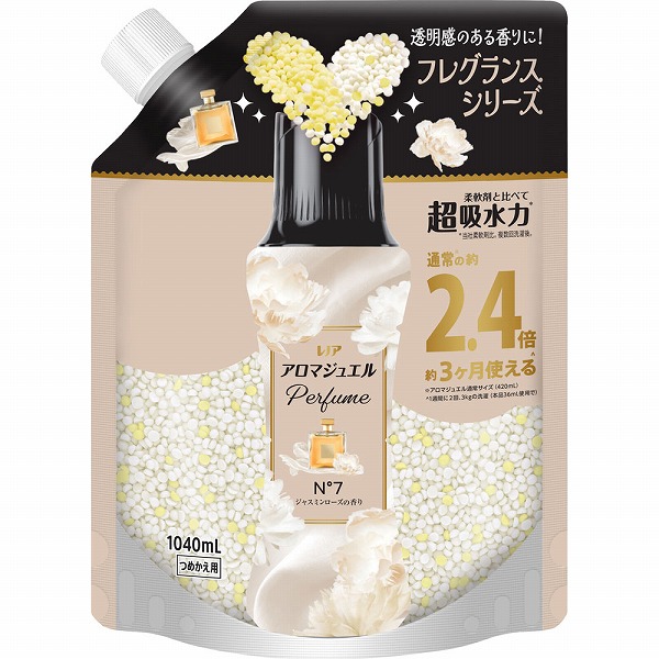 レノアアロマジュエル ジャスミンローズの香り つめかえ用特大サイズ 1040mL×7袋 (1ケース)