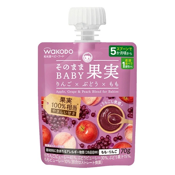 そのままBABY果実 りんご×ぶどう×もも 70g×24個入り (1ケース)
